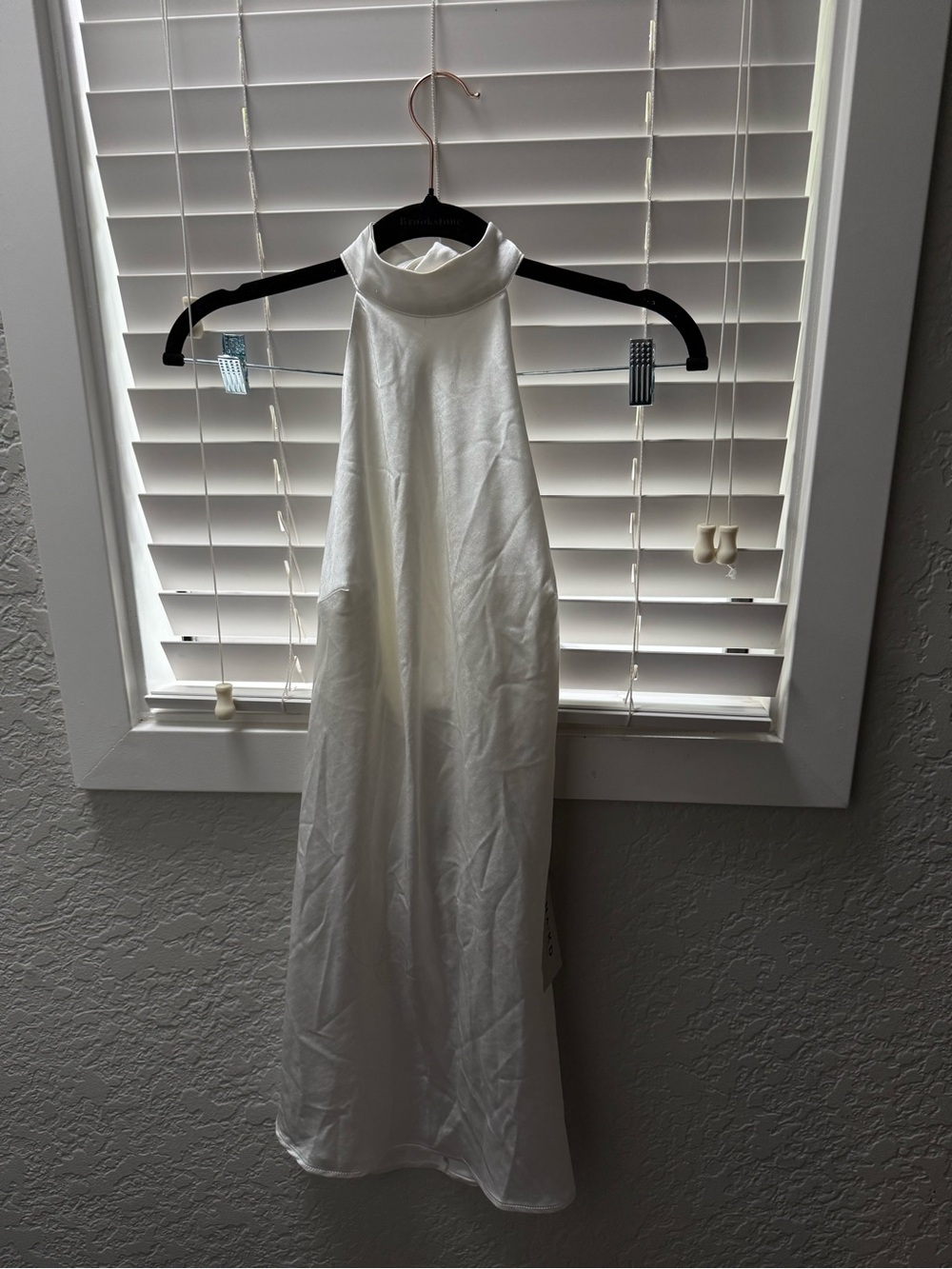 White Halter Mini Dress with High Neck